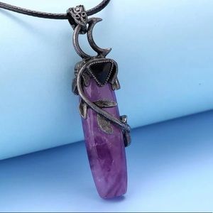 🔮 Amethyst & Obsidian Moon Pendant